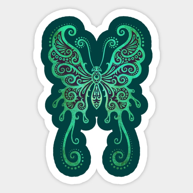 Intricate Blue Vintage Tribal Butterfly Sticker by jeffbartels